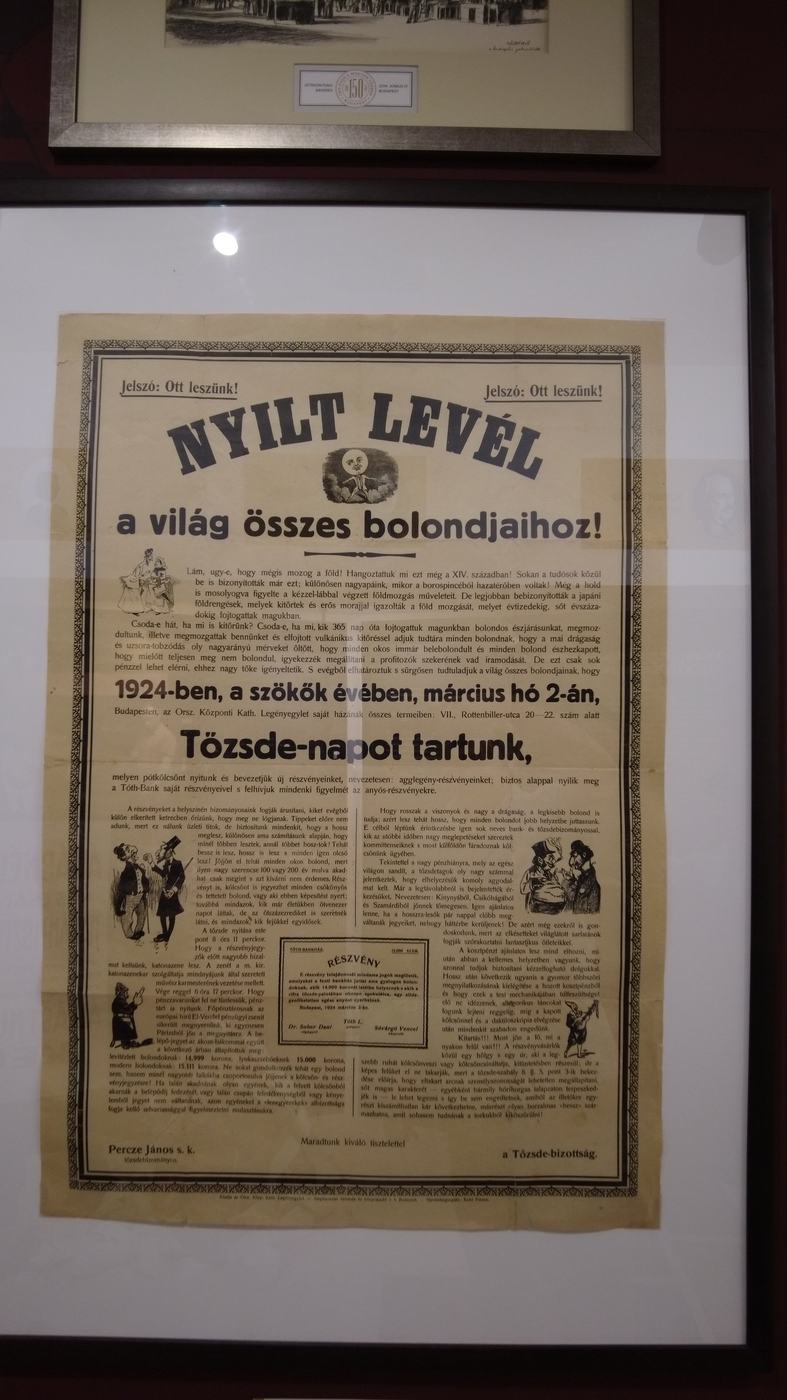 „Nyílt levél a világ összes bolondjaihoz” — tőzsdei paródia, 1924